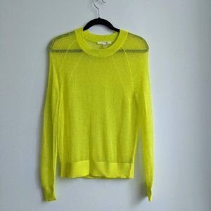 NWOT Theory S/P Neon Yellow Mesh Sweater